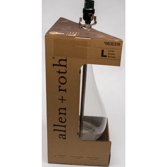 Allen + Roth large brushed nickel finish lamp w glass teardrop base lamp - Picture 6 of 6